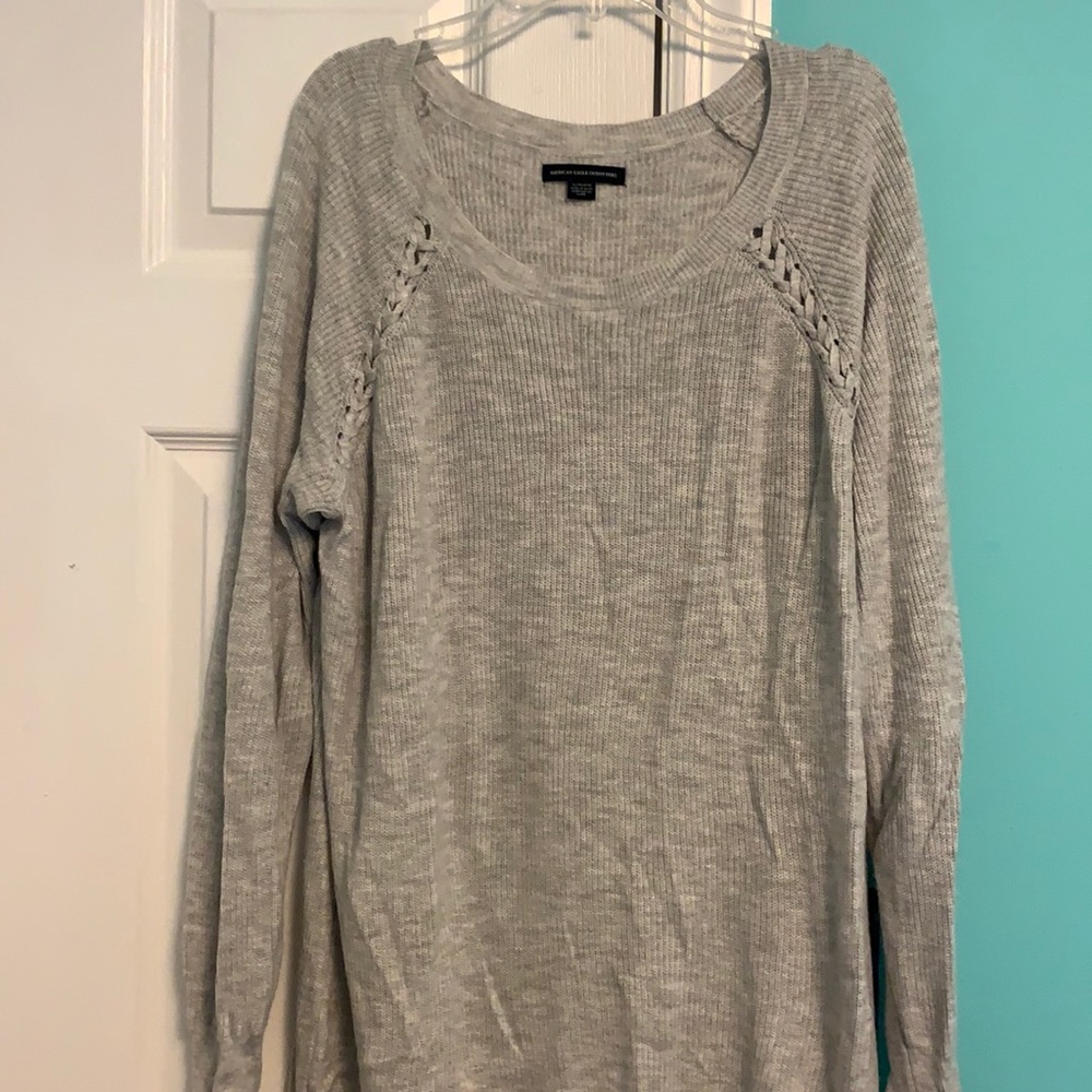 american eagle light grey sweater XL